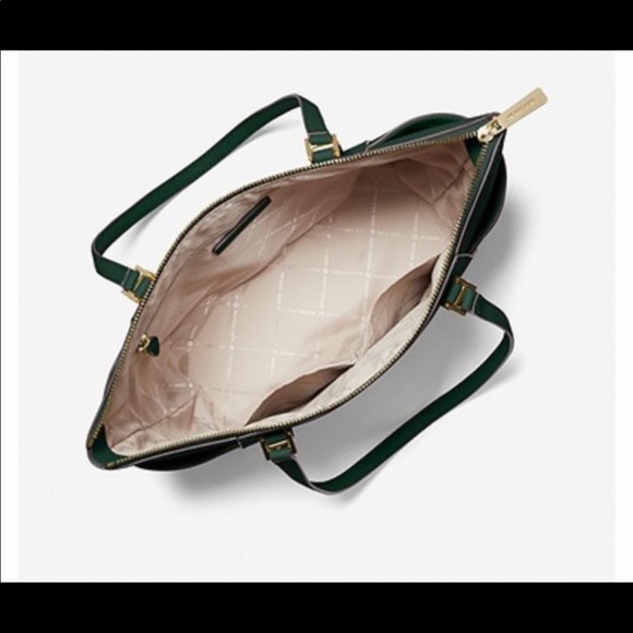 MICHAEL KORS Charlotte Large Leather Top-Zip Tote Racing Green - Picture 15 of 15